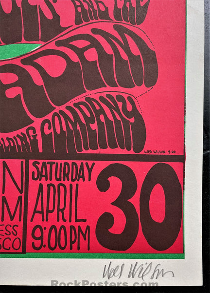 AUCTION - FD-6 - Grass Roots - 1966 Poster - Wes Wilson Signed - Avalon Ballroom - Near Mint Minus