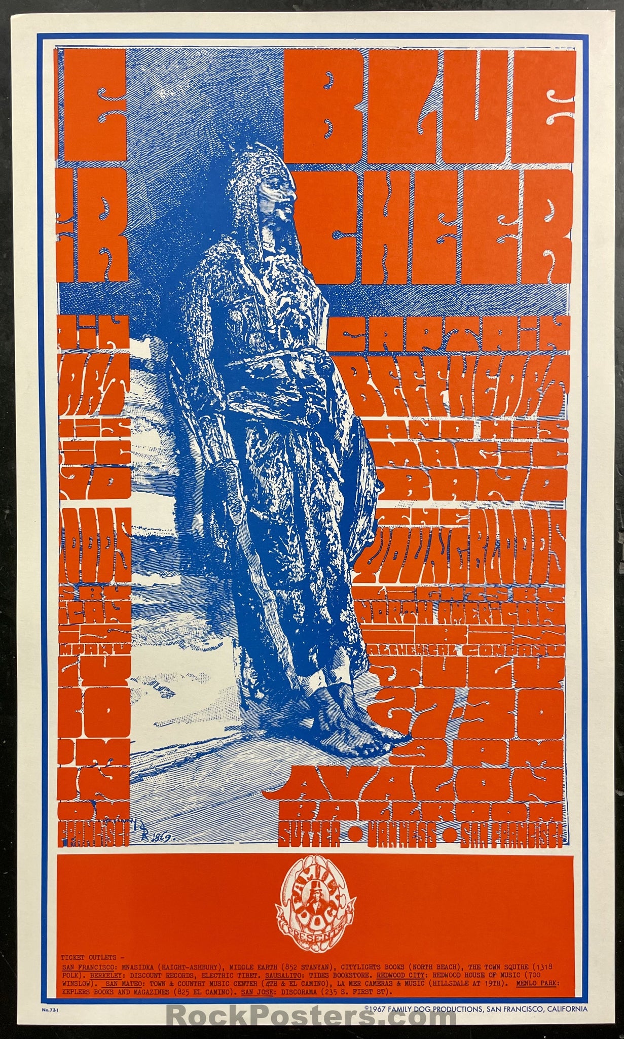 AUCTION - FD-73 - Blue Cheer Beefheart - 1967 Poster - Avalon Ballroom - Near Mint Minus