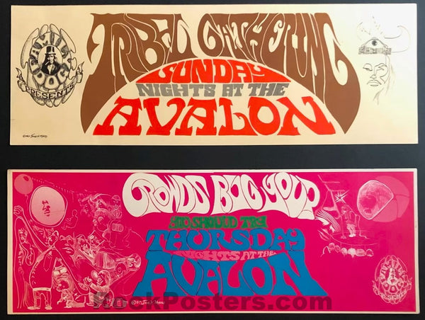 AUCTION - Crowds Bug You - Tribal Gathering - 2 Family Dog 1967 Handbills - John Myers - Avalon Ballroom - Near Mint Minus