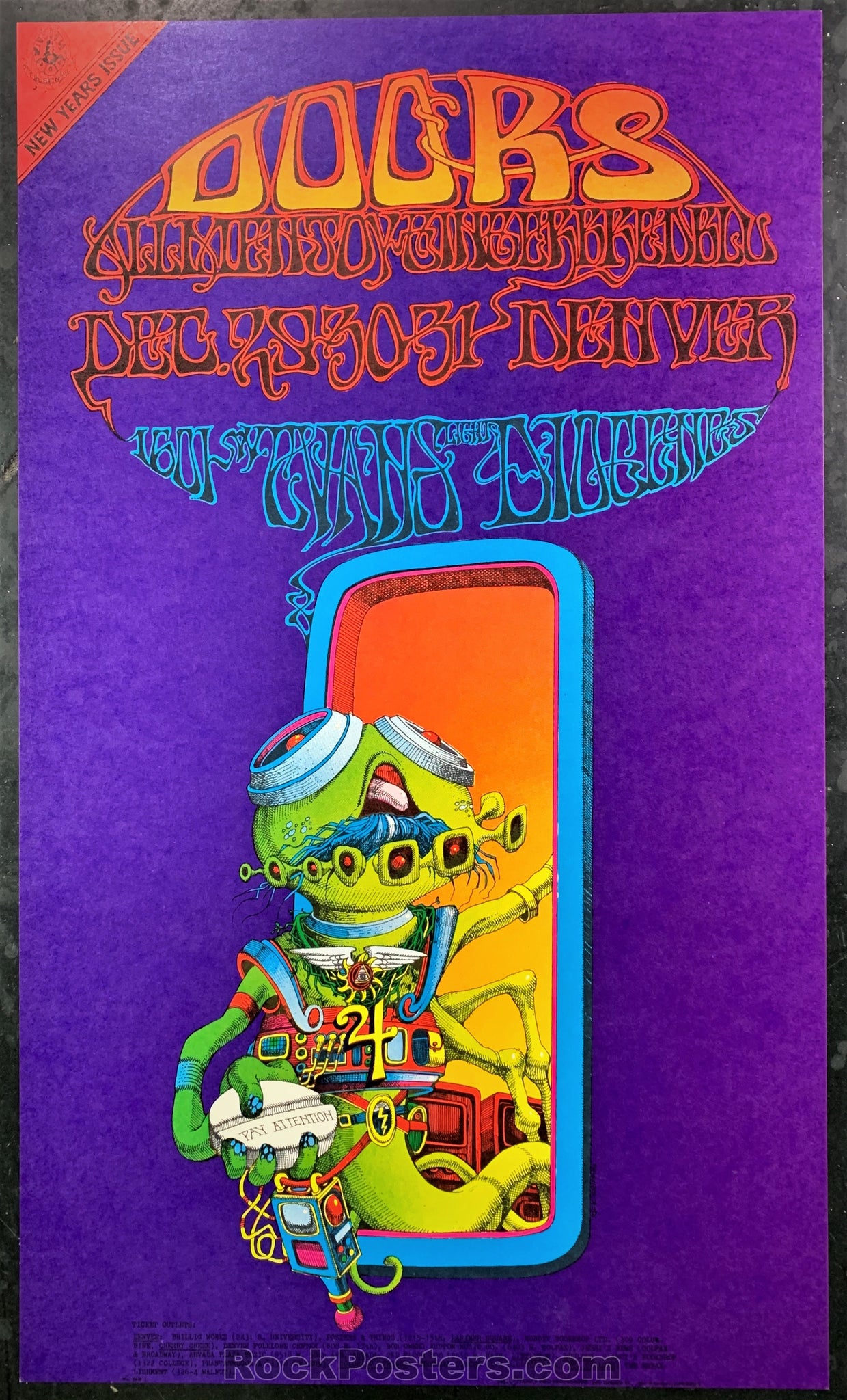 AUCTION - FDD-18 - The Doors Rick Griffin - 1967 Poster - Family Dog Denver - Near Mint