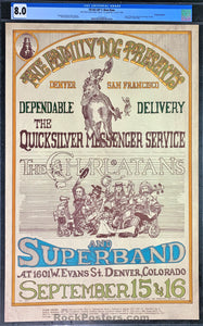 AUCTION - FD-D2 - Quicksilver Messenger Service - 1967 Poster - Family Dog Denver - CGC Graded 8.0