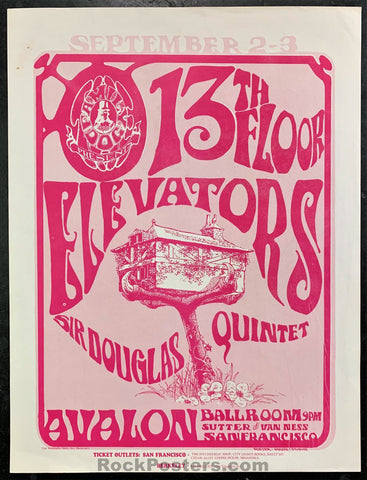 AUCTION - FD-24 - 13th Floor Elevators - 1966 Two-Sided Handbill - Avalon Ballroom - Near Mint 