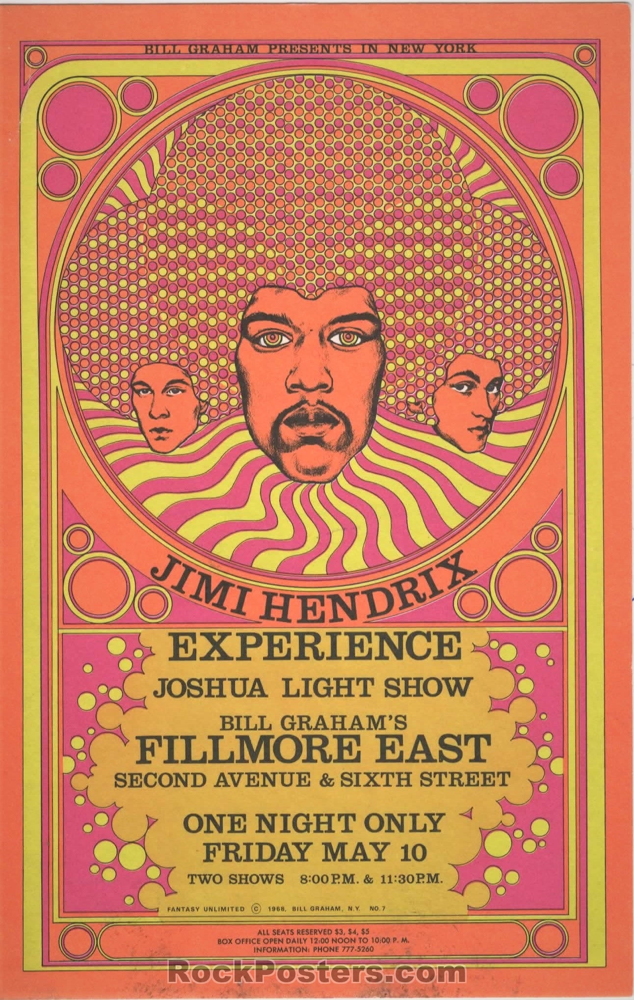 AUCTION - AOR 2.90 - Jimi Hendrix - Fillmore East 1968 NYC Postcard - Excellent