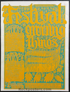 AUCTION - Festival Growing Things -  Janis Joplin Quicksilver - 1967 Poster - Mt. Tam - Excellent