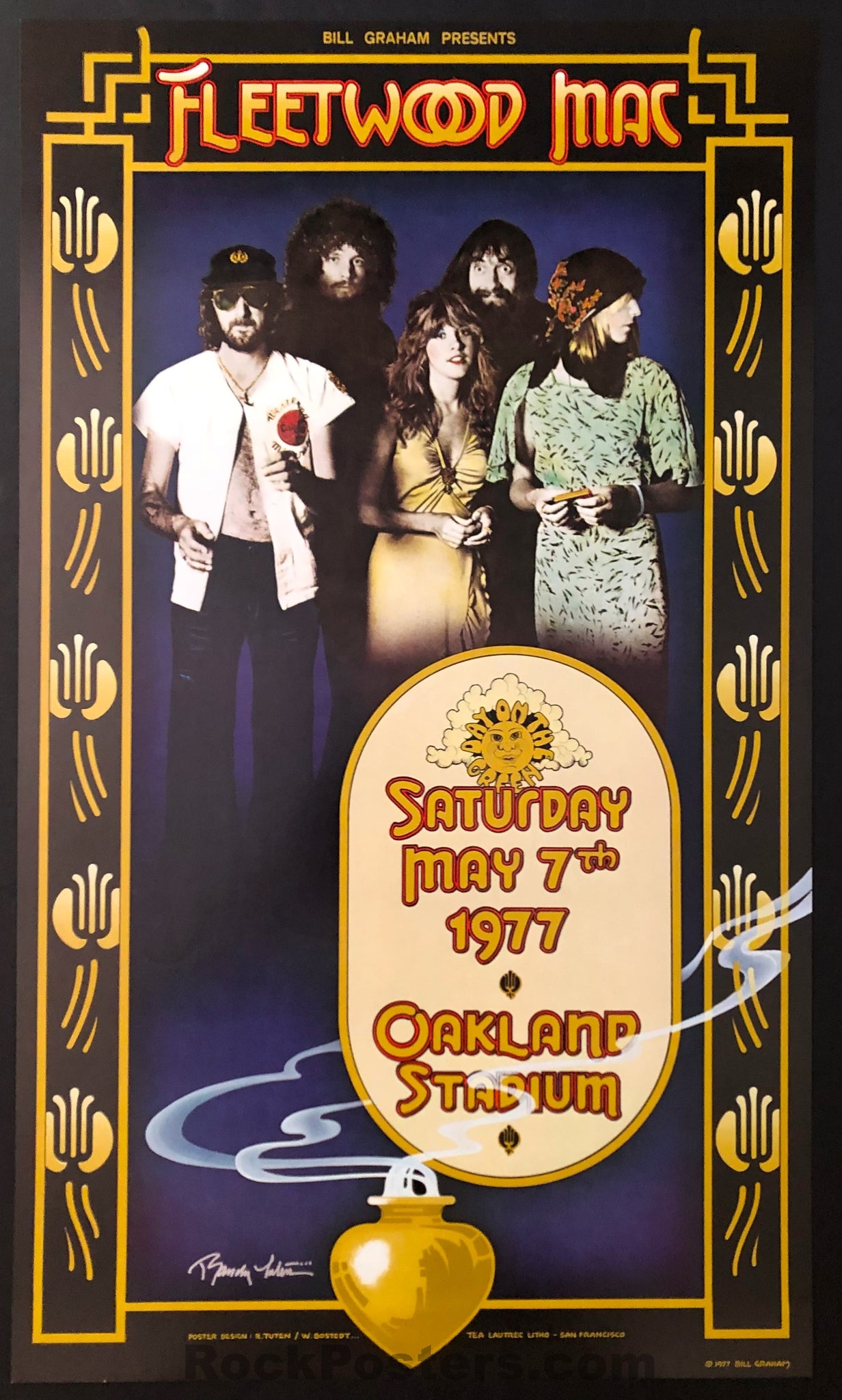 AUCTION - Fleetwood Mac - Randy Tuten Signed - 1977 Poster - Oakland Stadium - Mint