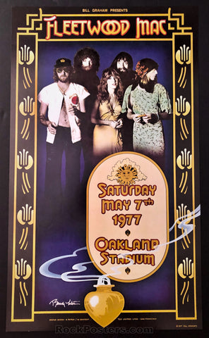 AUCTION - Fleetwood Mac - Randy Tuten SIGNED - 1977 Poster - Oakland Stadium - Mint