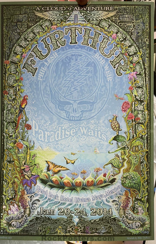 AUCTION - Furthur Bob Weir Phil Lesh - Dubois 3-D Lenticular - 2014 Poster - Hard Rock Mexico - Mint