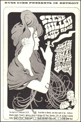 GB46 - Steve Miller Postcard - Grande Ballroom (26-28-Jul-68) Condition - Mint-