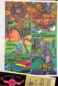 AUCTION - Grateful Dead - Uncut Sheet Backstage Passes 8 total - 1992 - Mint