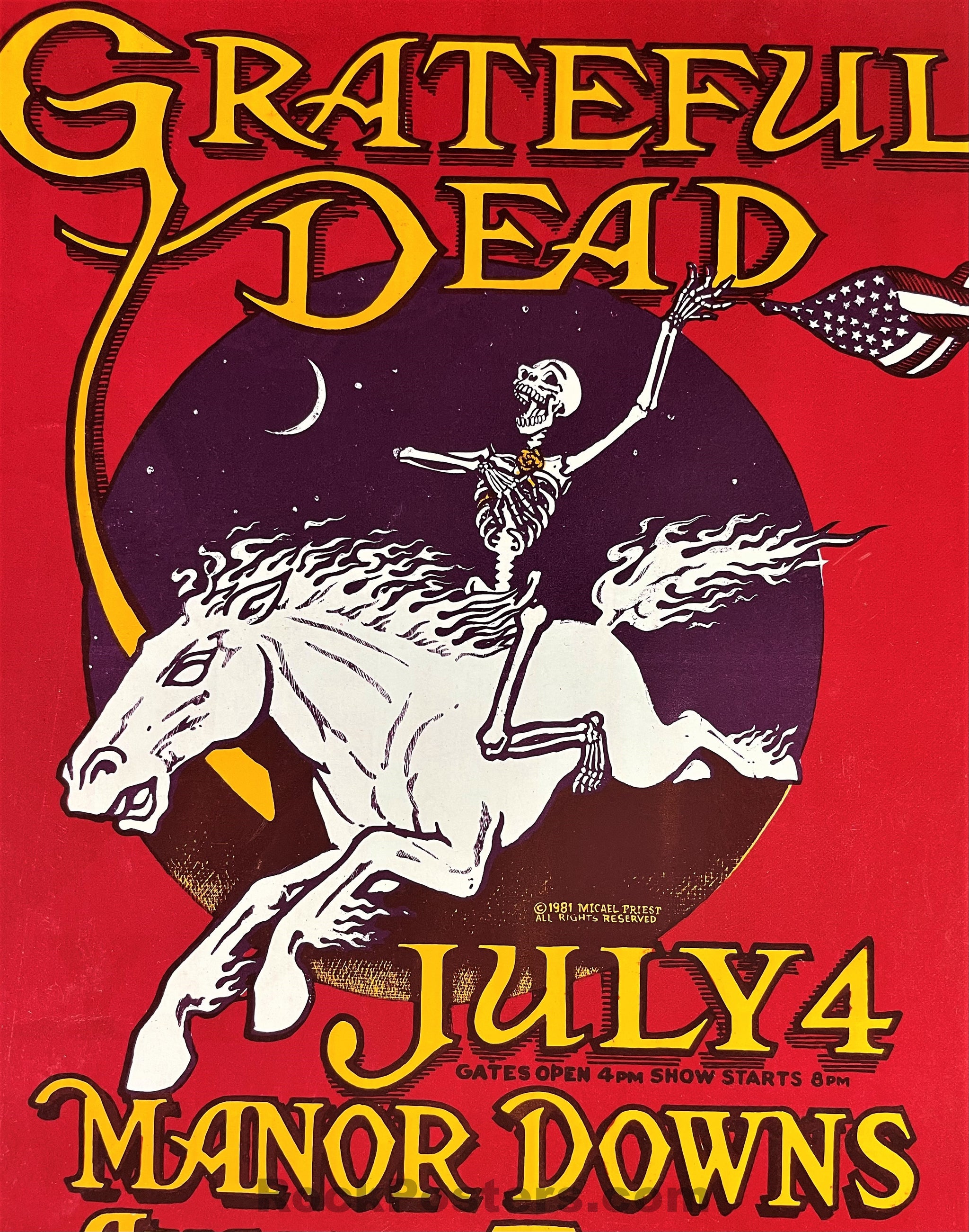 AUCTION - Grateful Dead - 1981 Poster - Manor Downs Texas