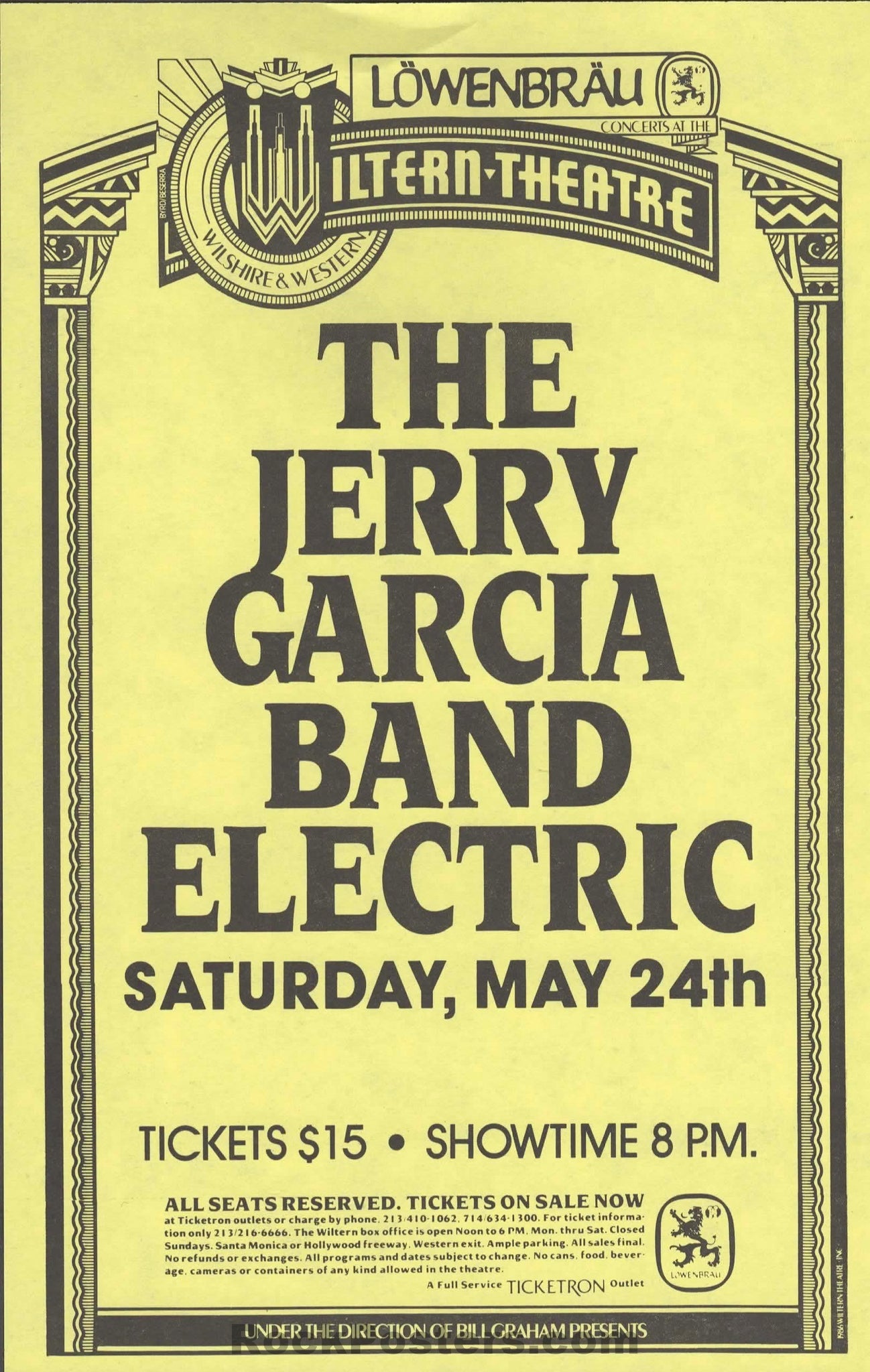 Jerry Garcia Band Electric - 1986 Handbill - Wiltern Theater - Near Mint Minus