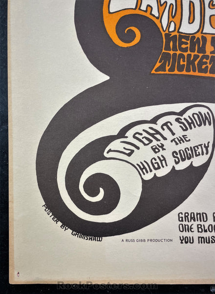 AUCTION - Grande - MC5  Early Grimshaw Detroit - 1967 Poster - Excellent