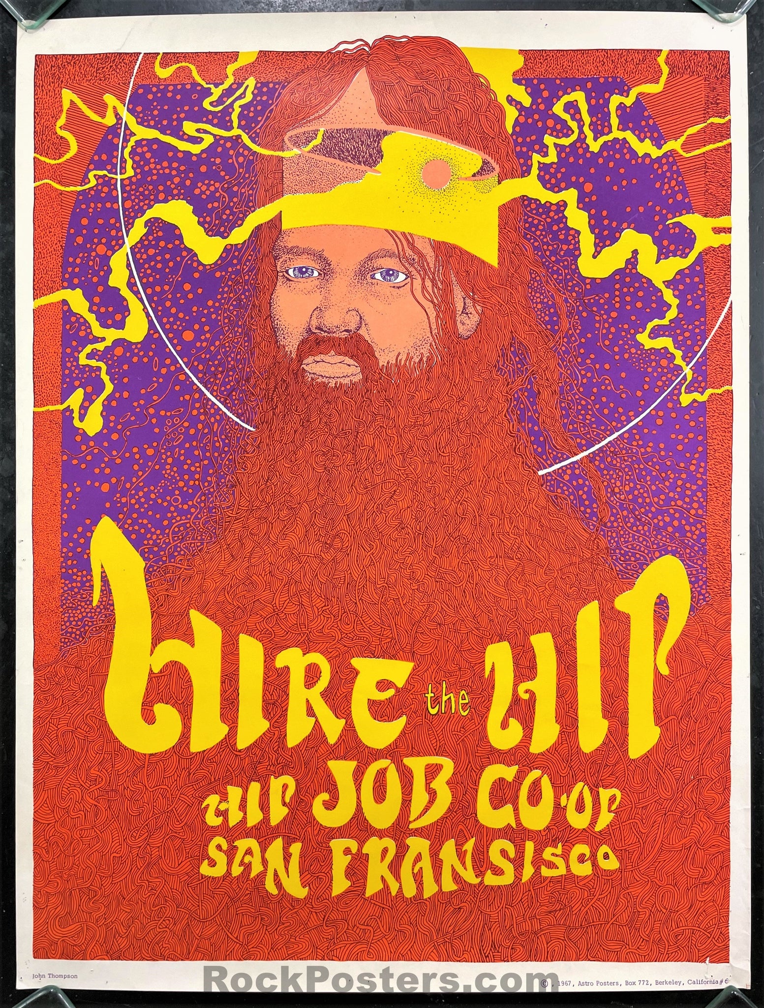 AUCTION - AOR-2.354 - Hire the Hip - 1967 Poster - Haight Ashbury Job Co-Op - Excellent