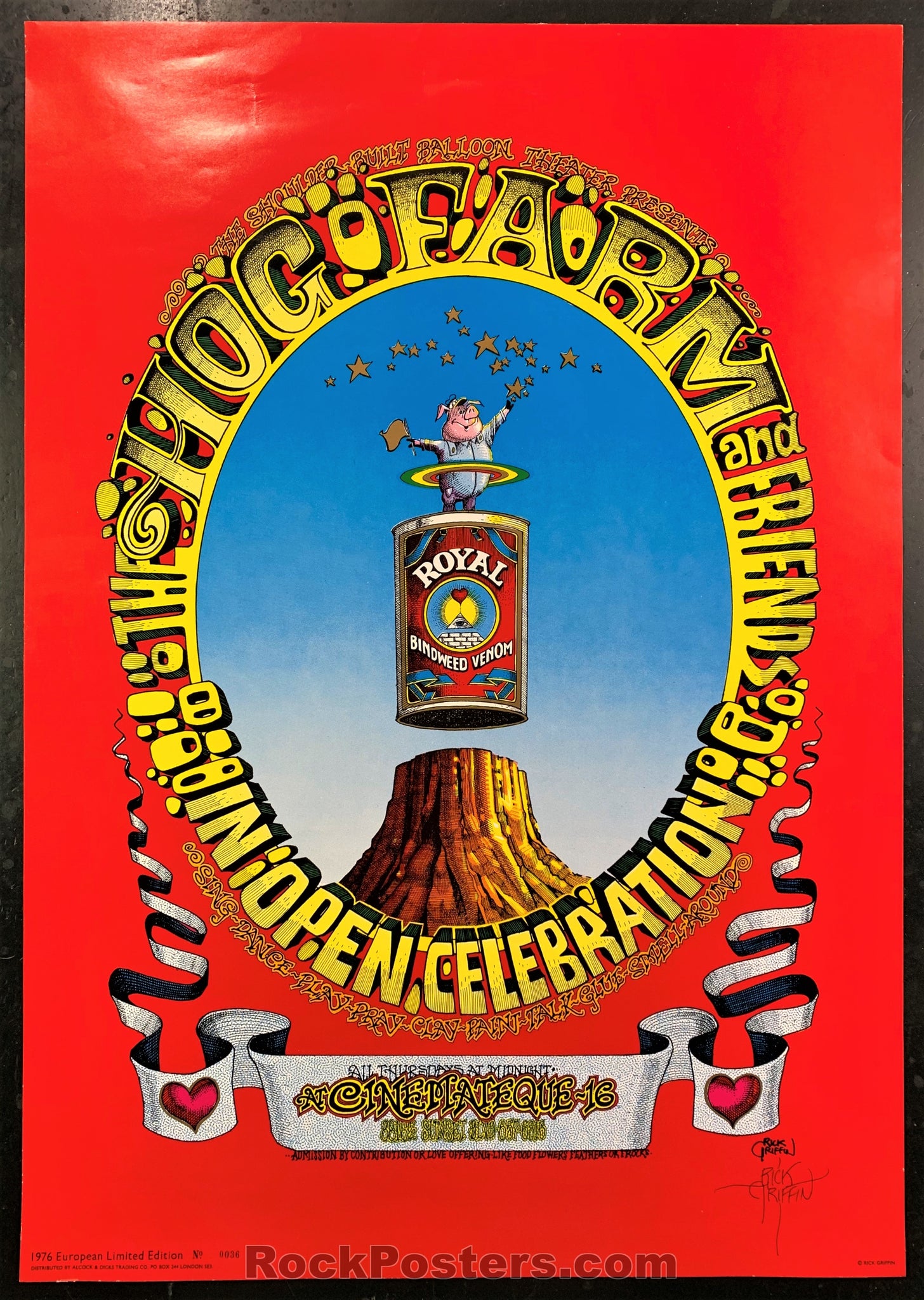AUCTION - AOR 2.358 - Hog Farm - Rick Griffin Signed Poster - 1976 European Edition - Excellent