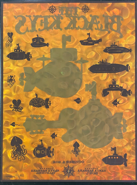 AUCTION - Emek - Black Keys - Santa Barbara '12 - Lenticular Poster - Hot Lava Variant - Edition of 20 - Near Mint