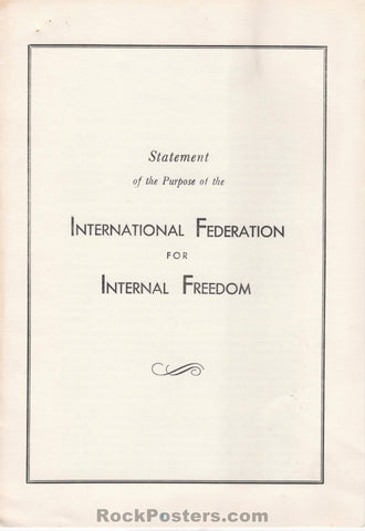 AUCTION - Statement of Purpose - Intl. Federation for Internal Freedom - 1963 Booklet - Near Mint Minus