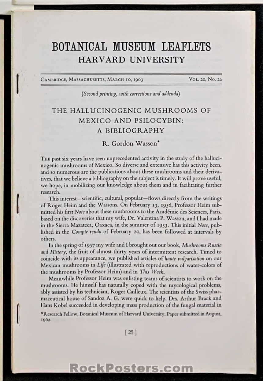 AUCTION - Mushrooms Botanical Museum Leaflets - 1963 Harvard  Booklet - Excellent