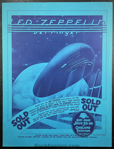 AUCTION - Led Zeppelin - 1977 Poster - Randy Tuten - Oakland Stadium - Excellent