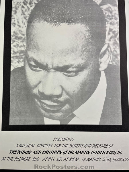 AUCTION - Martin Luther King, Jr. - Fillmore Auditoriun - 1968 Benefit Poster - Near Mint Minus