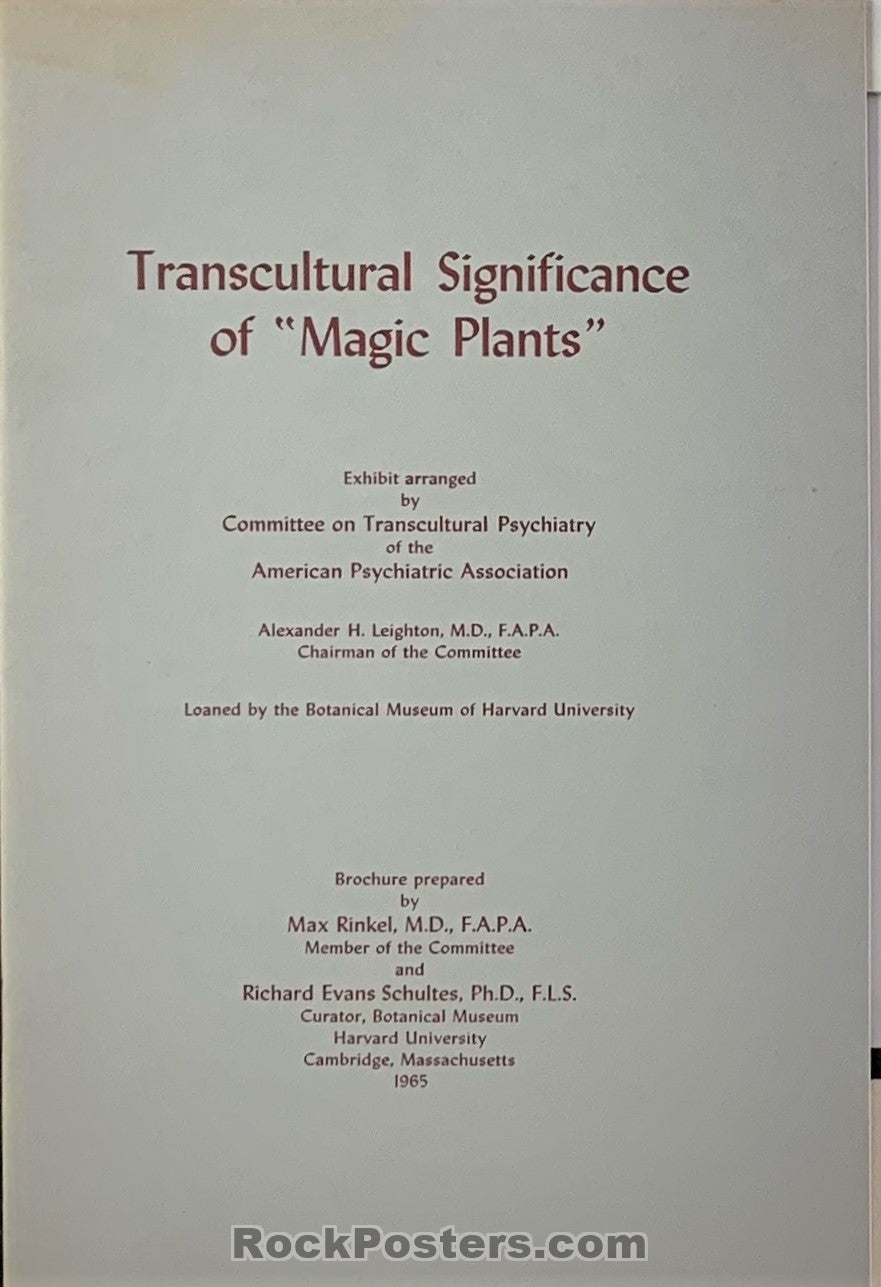 AUCTION - Transcultural Significance of "Magic Plants" - 1965 Harvard U. Brochure - Cambridge - Near Mint