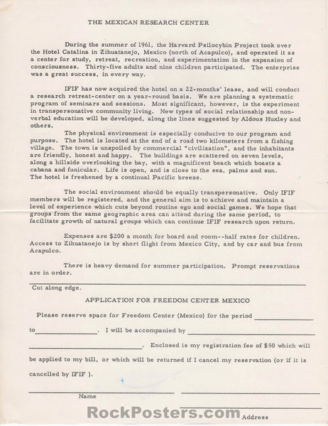 AUCTION -The Mexican Research Center - 1963 Application - Near Mint Minus