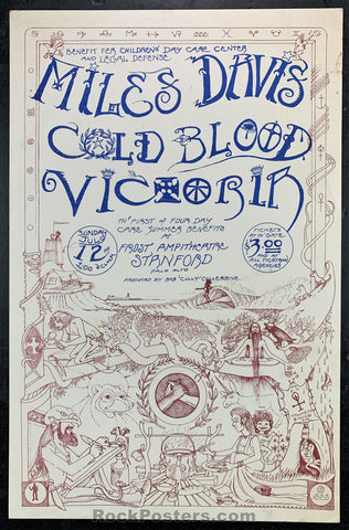 AUCTION - Jazz - Miles Davis - 1970 Benefit Concert Poster - Frost Amphitheater  Stanford - Near Mint