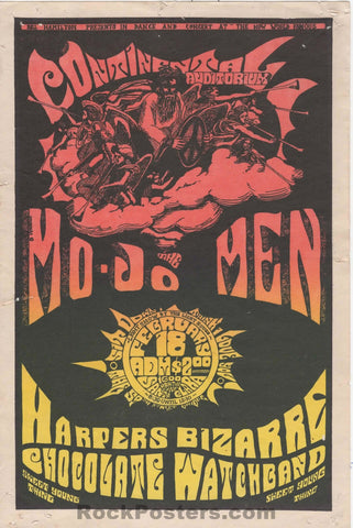 AUCTION - AOR 2.346 -  Mojo Men - Chocolate Watch Band - 1967 Handbill - Continental Ballroom- Excellent