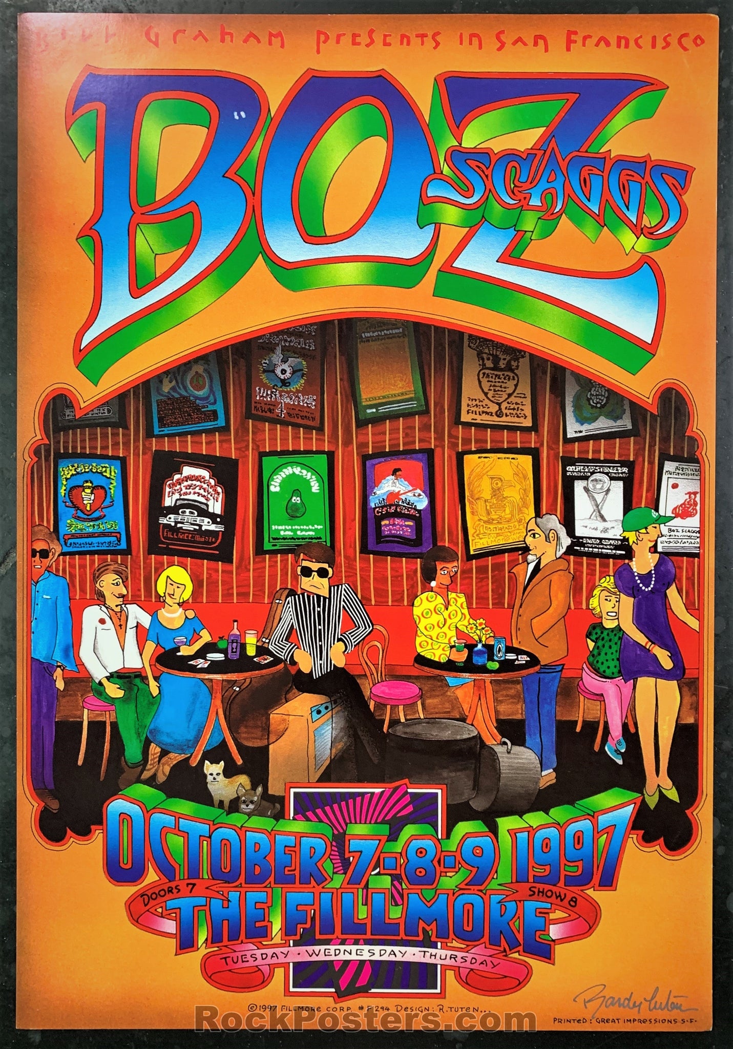 NF-294 - Boz Scaggs Poster - Randy Tuten Signed - Fillmore Auditorium - Near Mint Minus