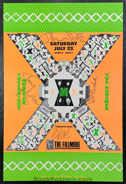 AUCTION -  NF-37 - X - Band Signed- 1988 Poster - The Fillmore - Near Mint Minus