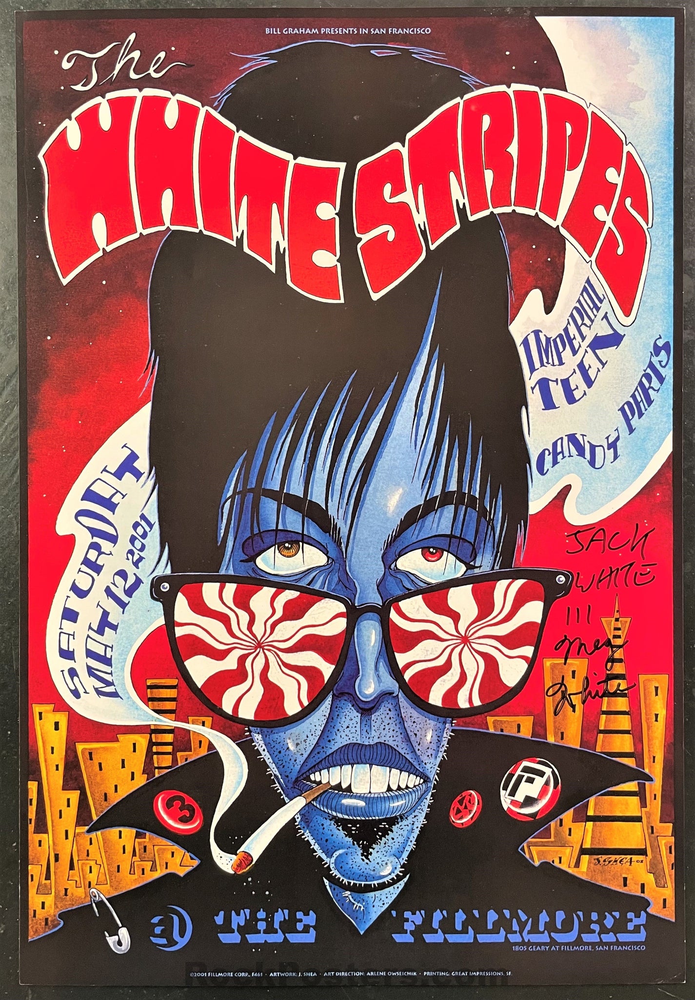 AUCTION - NF-461 - White Stripes - Jack & Meg White Signed - 2001 Poster - The Fillmore  - Near Mint Minus