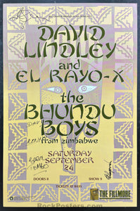 AUCTION - NF-51 - David Lindley El Rayo X - Band Signed - 1988 Poster - The Fillmore - Excellent