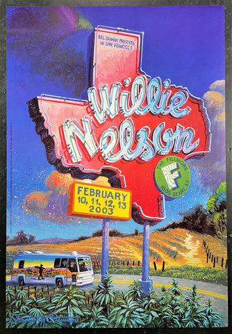 NF-554 - Willie Nelson - 2003 Poster - Fillmore Auditorium - Near Mint Minus