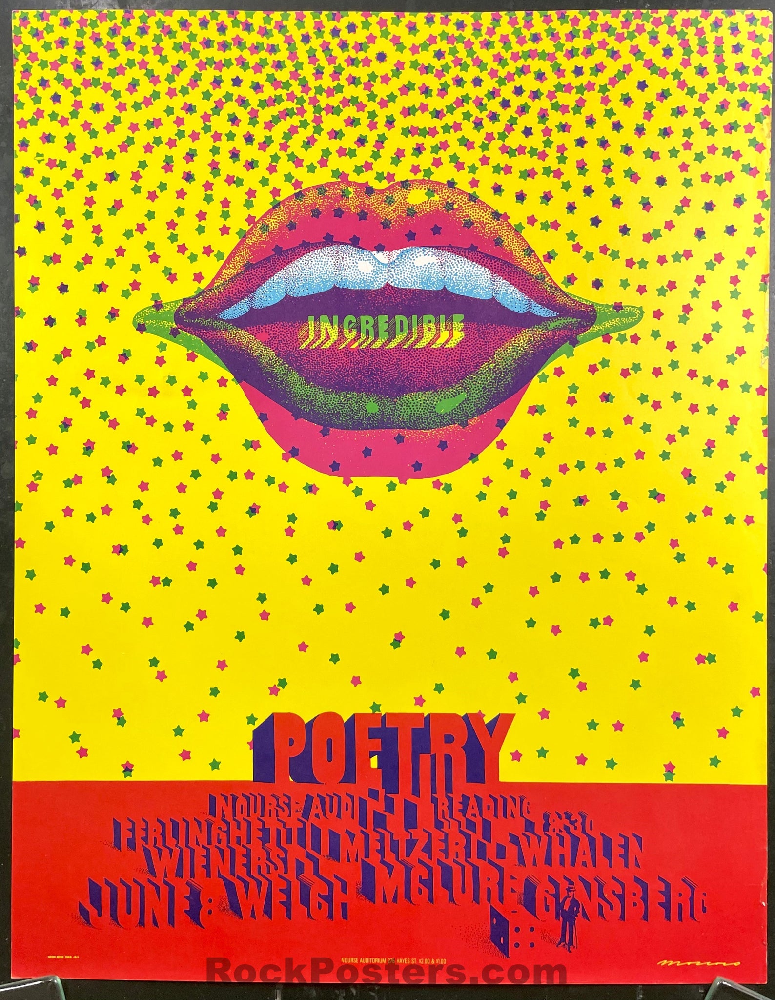 AUCTION - Neon Rose 24 - Incredible Poetry - Victor Moscoso - Nourse Auditorium -  Very Good
