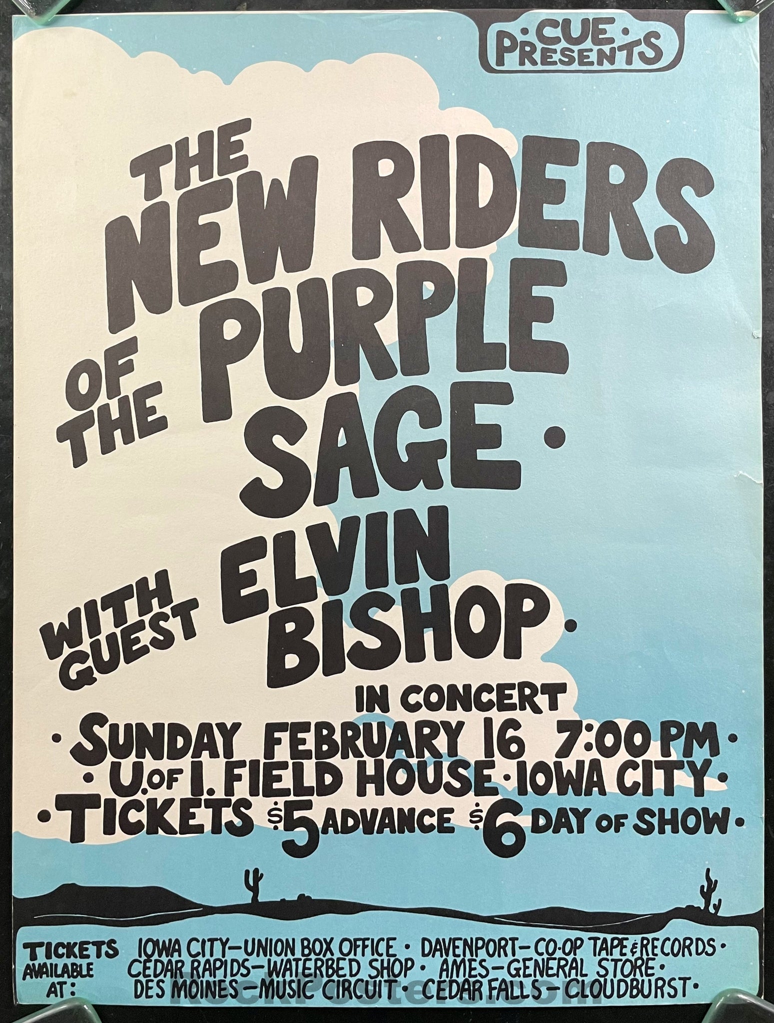 AUCTION - New Riders of Purple Sage - 1975 Poster - Iowa City - Excellent