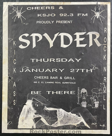 PK-25 - Spyder -  Beavis & Butthead - 1993 Flyer - Cheers Bar Sunnyvale, CA - Excellent