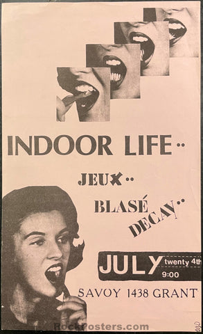 PK-13 - Indoor Life - JeuX Blase Decay - Savoy Tivoli - 1988 Flyer - Excellent