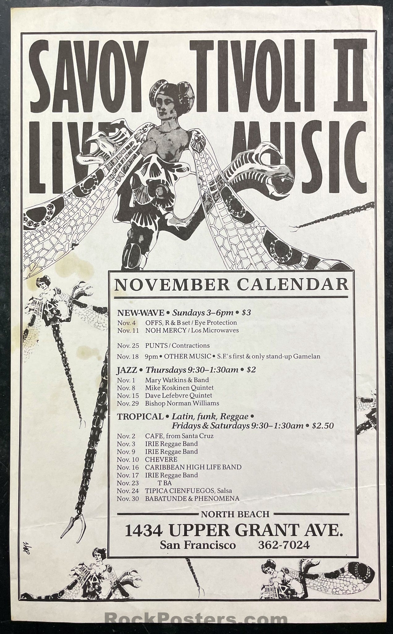 PK-12 - Punts Offs - Savoy Tivoli - November 1978 Calendar - Good