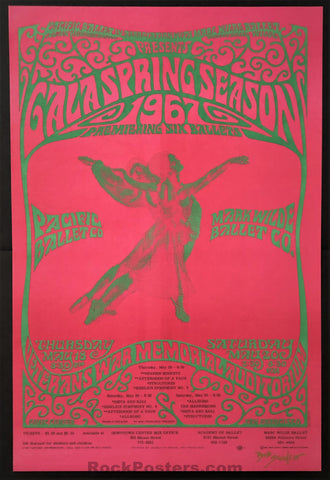 AUCTION - Psychedelic Pacific Ballet - San Francisco - Bob Schnepf Signed - 1967 Poster - Mint