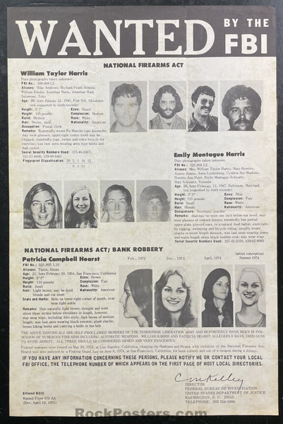 AUCTION - Patty Hearst - Wanted by the FBI - Two-Sided Poster - Excellent