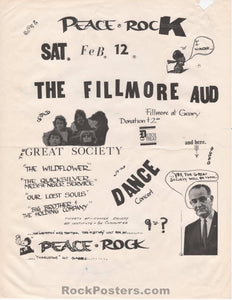 AUCTION - AOR- Pg.14R - Peace Rock One Great Society - 1966 Handbill - Fillmore Auditorium - Good