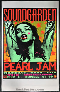 AUCTION - Pearl Jam - Soundgarden - Green Lady Kozik Silkscreen - Houston '92 - Excellent
