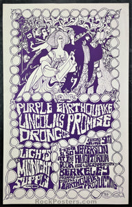 AUCTION - Purple Earthquake - Berkeley - 1967 Poster - Near Mint Minus