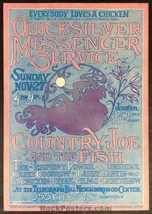 AUCTION - Quicksilver Messenger - Country Joe and the Fish - 1966 Benefit Poster - Near Mint Minus