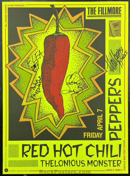AUCTION - Red Hot Chili Peppers - Band Signed - 1989 Poster - The Fillmore - Near Mint