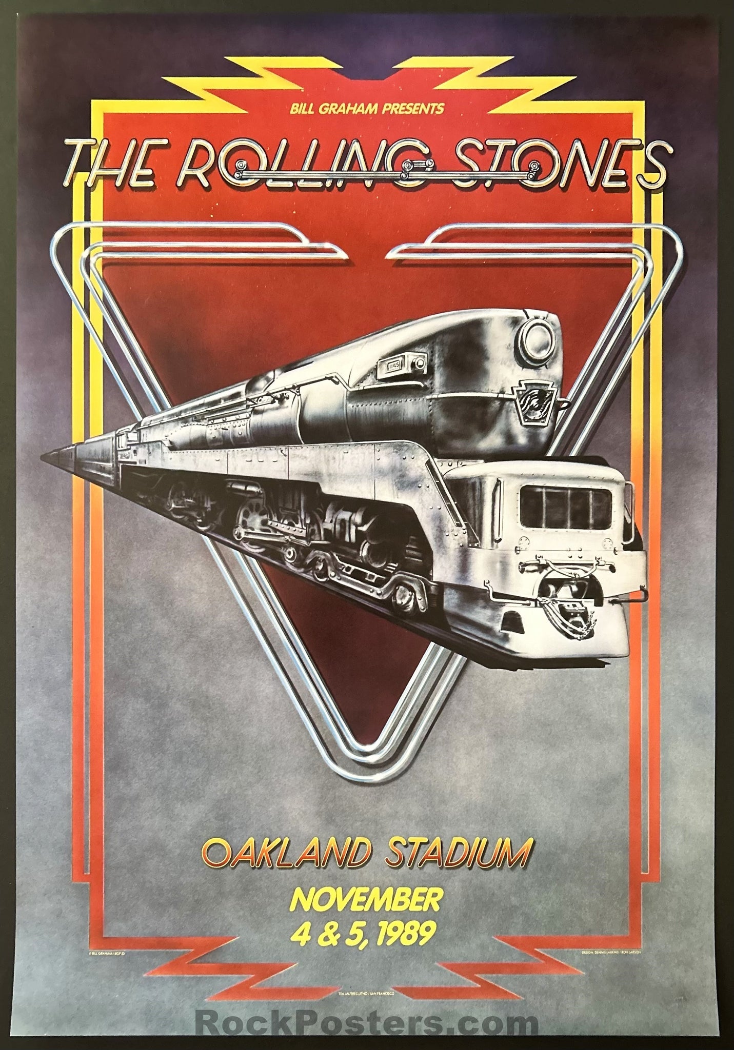 AUCTION - BGP-34 - Rolling Stones - Oakland 1989 - Steel Wheels Tour - Original Poster - Mint