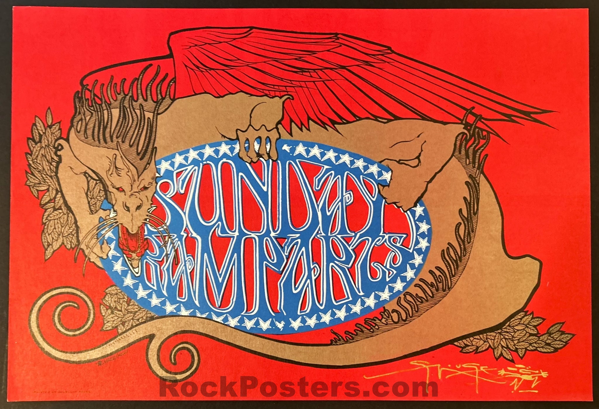 AUCTION - Sunday Ramparts - Stanley Mouse Signed - 1967 Original Poster - San Francisco - Near Mint