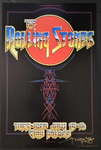 AUCTION - AOR-4.41 - Rolling Stones - 1975 Poster - Stanley Mouse Signed - San Francisco - Mint