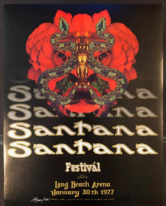 AUCTION - Santana - Randy Tuten Signed - Long Beach - 1977 Poster - Excellent