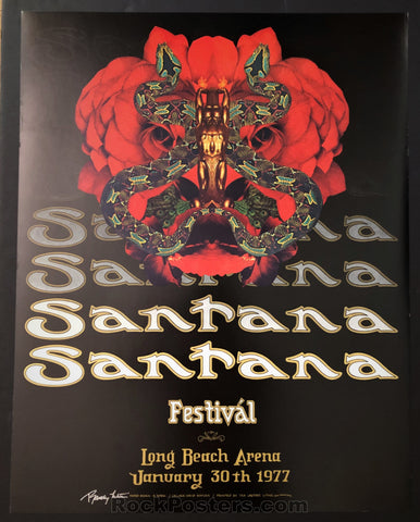AUCTION - Santana - Randy Tuten SIGNED - Long Beach - 1977 Poster -  Excellent