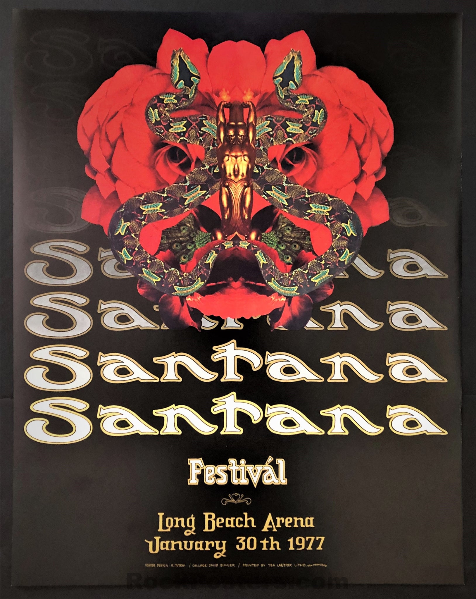 AUCTION - Santana - Randy Tuten/David Singer - Long Beach - 1977 Poster - Excellent